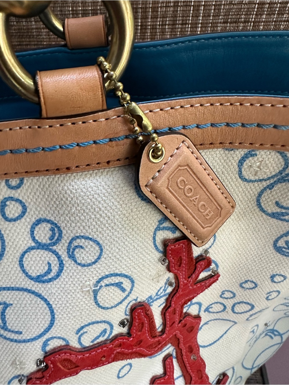 Coach Limited Edition Resort Bubble Fish Coral Tote - Picture 4 of 16